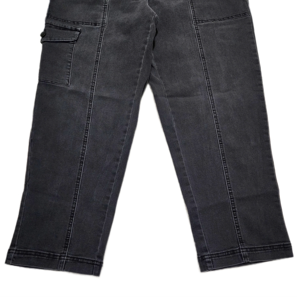 Time and Tru Women's Cargo Utility Jeans Washed Black Size 14 High Rise - Picture 5 of 12